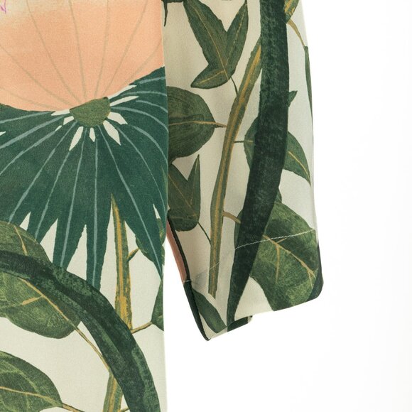 Hermes Cream & Green Silk Floral Buttoned Blouse - Picture 5 of 11